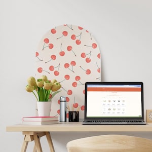 Cherry on Top - Tablero de anuncios colorido de Coostix - Panel acústico de fieltro con arco - Tablero de visión Manifest para la oficina y el hogar