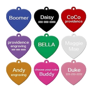 Personalized Heart Pet ID Tag: Engraved Alloy Dog & Cat Collar Charm