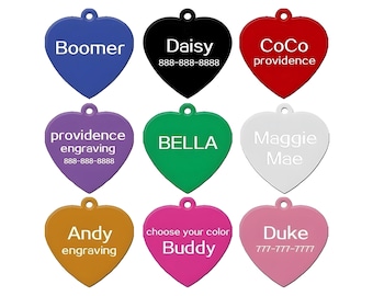 Personalized Heart Pet ID Tag: Engraved Alloy Dog & Cat Collar Charm