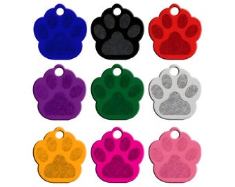 Personalized Paw Print Pet ID Tag: Custom Engraved Alloy Collar Charm