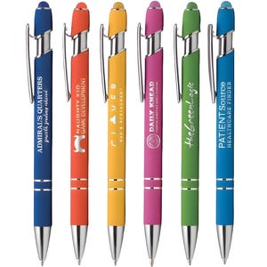 Personalized Laser Engraved Stylus Pen: Soft Rubber Feel, Custom Text/Logo