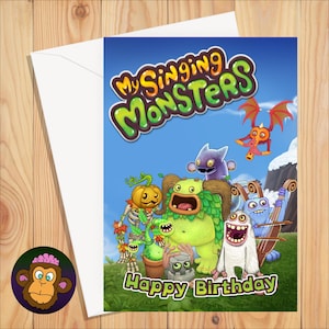 Herunterladbare meine singenden Monster Geburtstagskarte, A5 Grußkarte für ihn, sie, Freund, Freundin, Mutter, digitale Datei