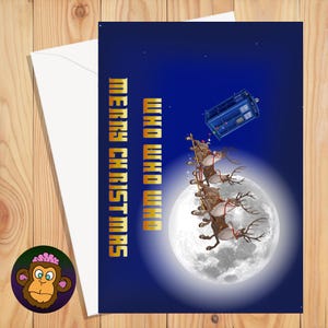 Carte de Noël Doctor Who téléchargeable, joyeux Noël, carte de voeux A5 pour lui, elle, petit ami, Girlfried, maman, fichier numérique