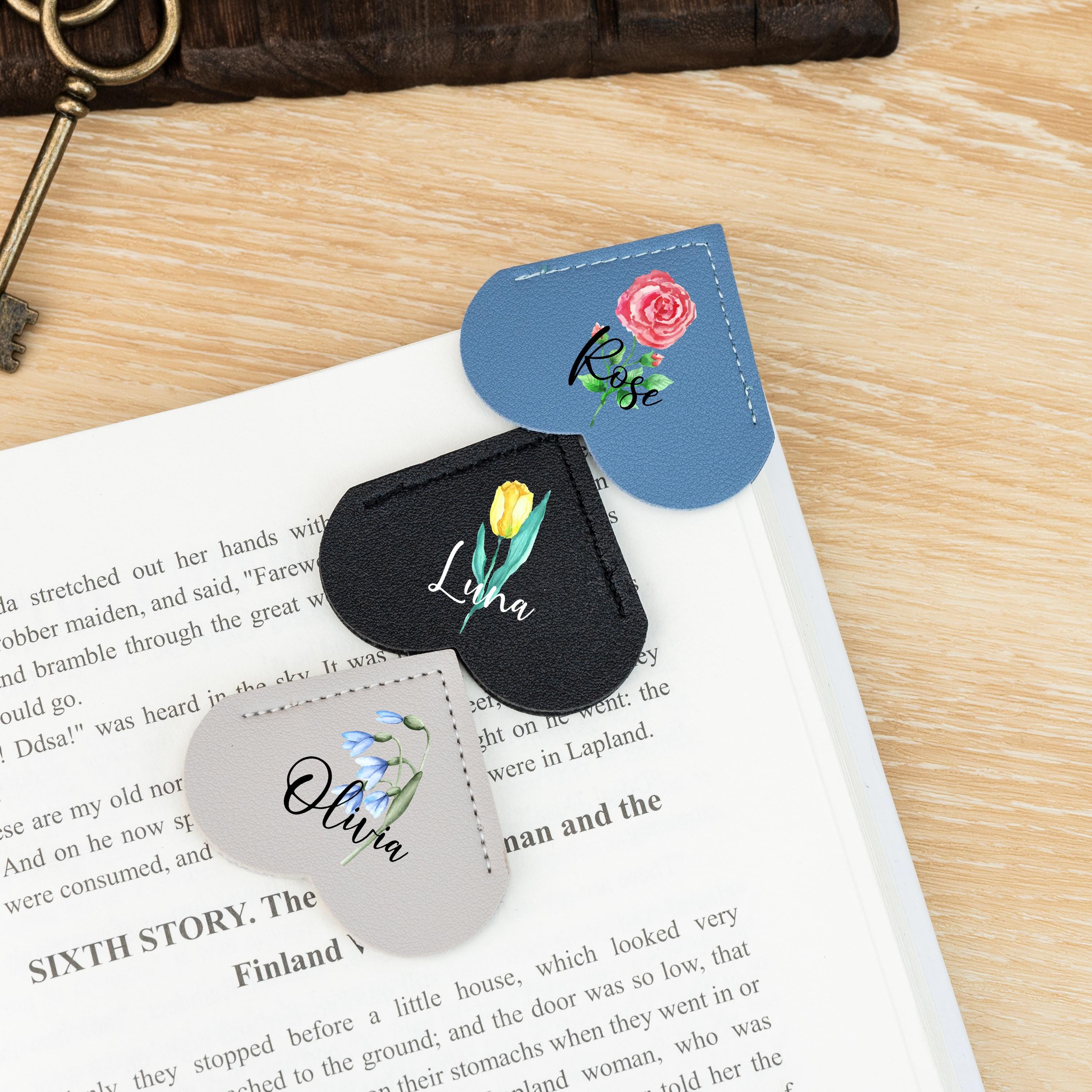 Personalized Heart Shape Leather Bookmark, Leather Bookmark Gift for Best Friends, Custom Name Page Corner, Valentine Gift, Book Lover Gift