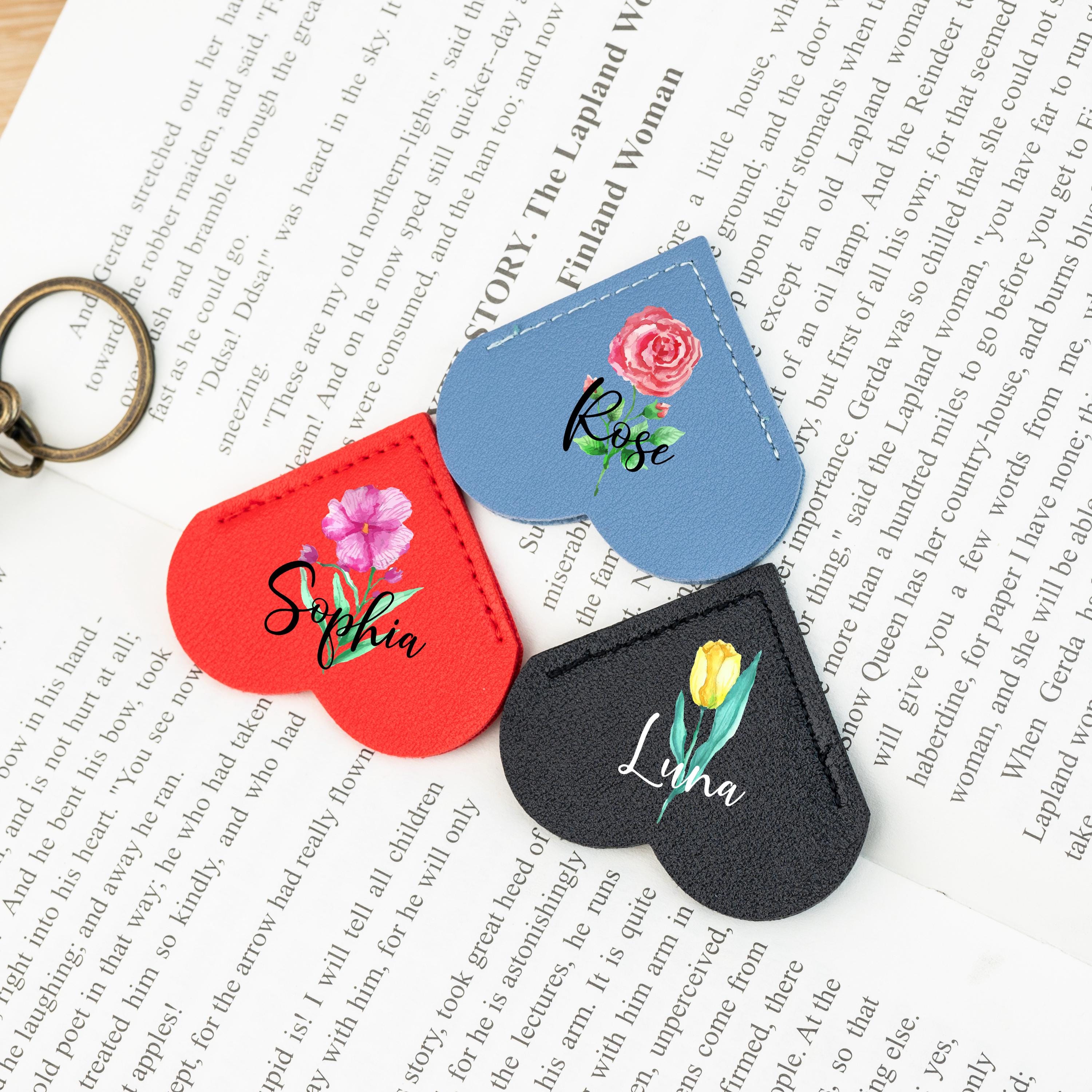 Personalized Heart Shape Leather Bookmark, Leather Bookmark Gift for Best Friends, Custom Name Page Corner, Valentine Gift, Book Lover Gift
