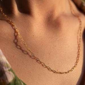 14k solid gold chain necklace, 14k gold chain necklace, chain necklace gold, gold chain necklace, gold paperclip necklace, chain necklace