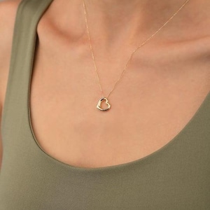 14k gold necklace with heart charm, Gold heart necklace , heart charm gold necklace, 14 carat necklace with charm, minimal 14k gold necklace
