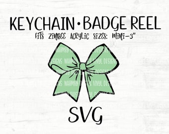 Keychain / Badge Reel SVG - Cheer Bow Cut File