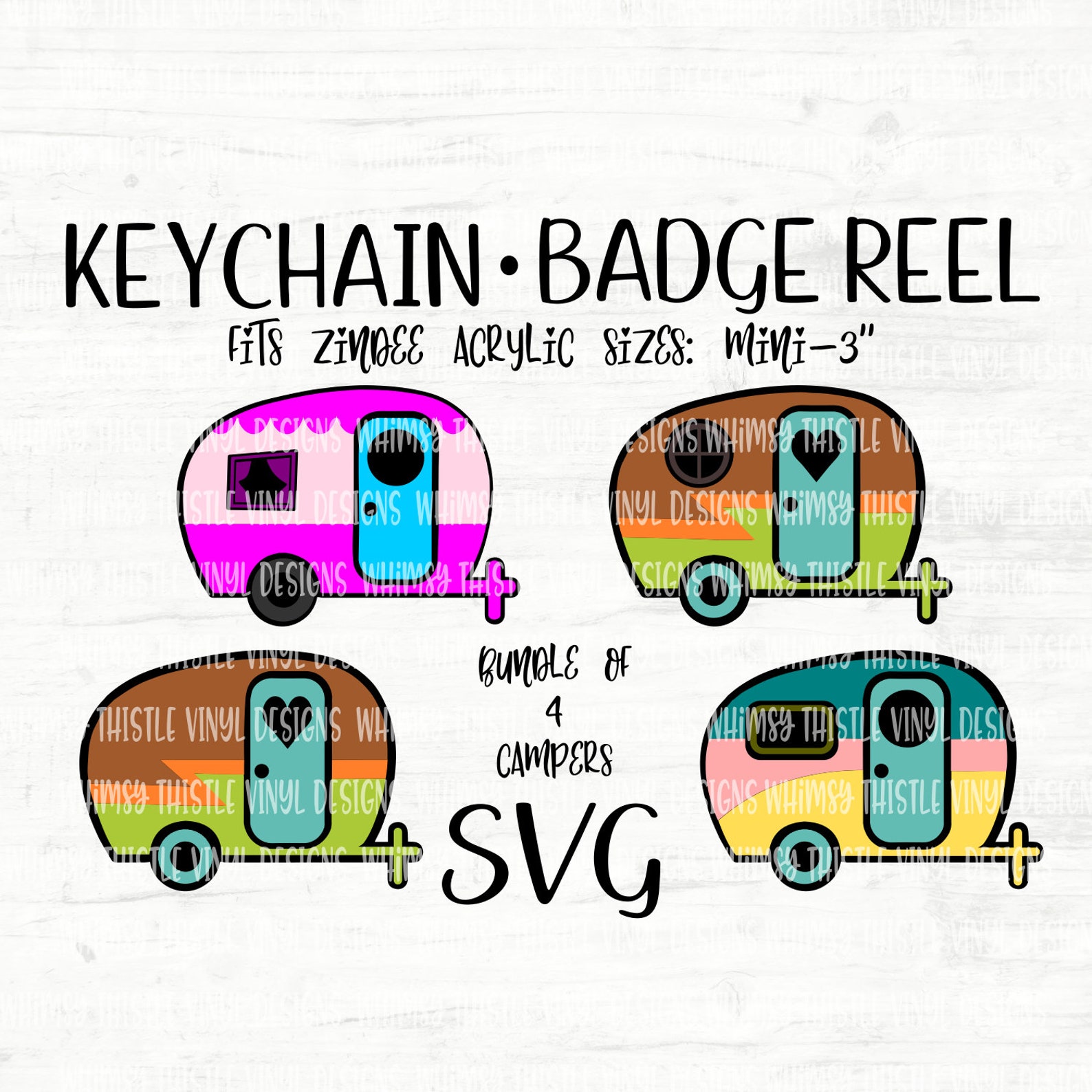 Keychain / Badge Reel SVG Camper BUNDLE cut file | Etsy