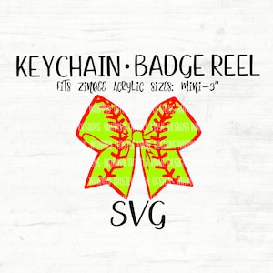 Keychain / Badge Reel SVG - Cheer Bow (Softball Bow) Cut file