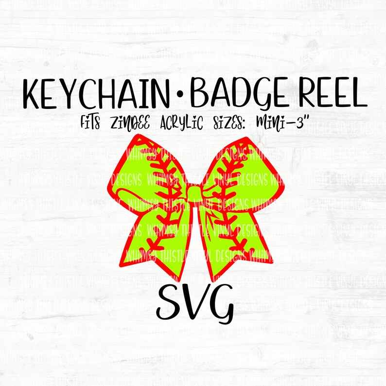 Keychain / Badge Reel SVG Cheer Bow Softball Bow Cut file | Etsy