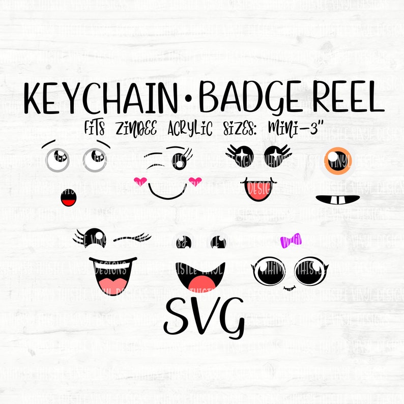 Download SVG Faces 2 Kawaii Keychain / Badge Reels Accent | Etsy