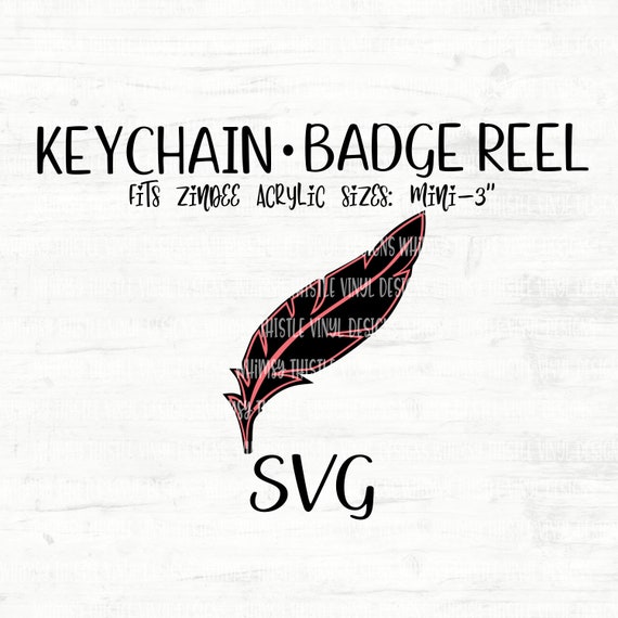 Download Keychain Badge Reel Svg Feather Outline Cut File Etsy