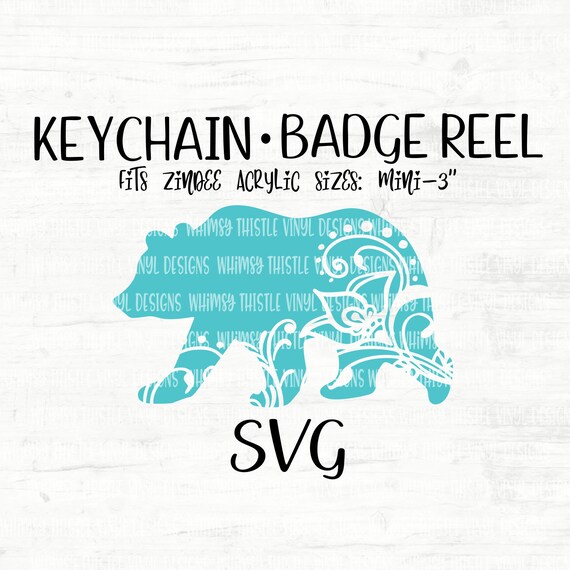 Download Keychain Badge Reel Svg Bear Floral Bear Cut File Etsy