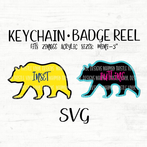 Download Keychain Badge Reel Svg Bear Inset Outline Bear Etsy