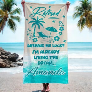 Personalized Retirement Beach Towel,Custom Name Teacher Retirement 2025 Towel,Retirements Gift,Employee Retirement Gifts, Retired Pool Towel