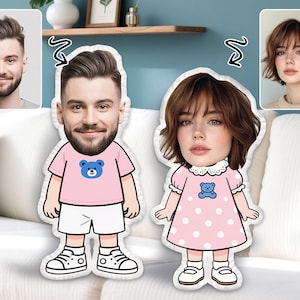 Custom Pillow for For Couples,Personalized 3D Photo Pillow,Photo Humanoid Cushion,3D Face pillow,Gift for Couple,Boyfriend Gift