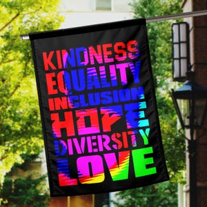 Garden Flag,Democrat Porch Decor,Kindness Equality Inclusion Diversity Love House Yard Garden Flag,Democrat Feminist Gift,Funny Yard Sign