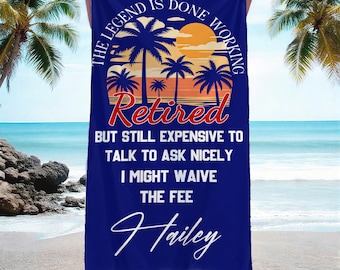 Customized Retirement 2025 Beach Towel With Name,Custom Teacher Retirement 2025 Towels,Happily Retired 2025 Gift,Funny Retiree Gift