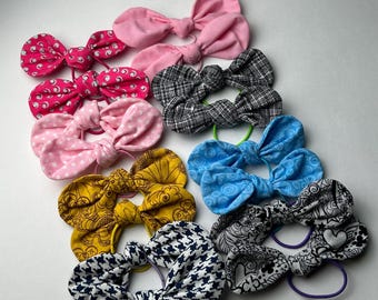Knotted Fabric Hair Bow Ties - Set of 2 - 100% Cotton