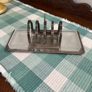 Vintage EPNS Toast Rack with Glass Inserts Made in England | Silver Plate Breakfast Holder | Art Deco Serving Tray | Cottage Kitchen Decor