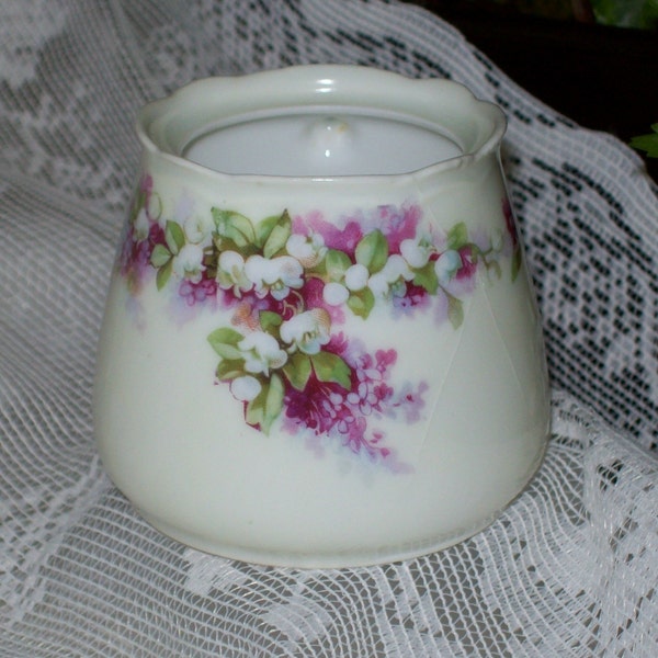RESERVED Silesia Germany Lavender Lilacs and Lilies Sugar Bowl or Jam Jar -Hermann Ohme-