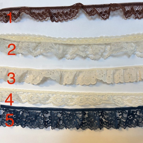 Vintage gathered lace trim, 1/2 "-1", lace for pillows, vintage trim, for dresses, for crafting, for scrapbooking