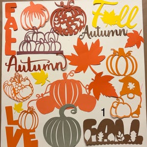 Fall die cut outs for cards,  fall Die Cuts, Autumn Cardstock die cuts for Card Making, harvest craft supplies for scrapbooking, fall cards