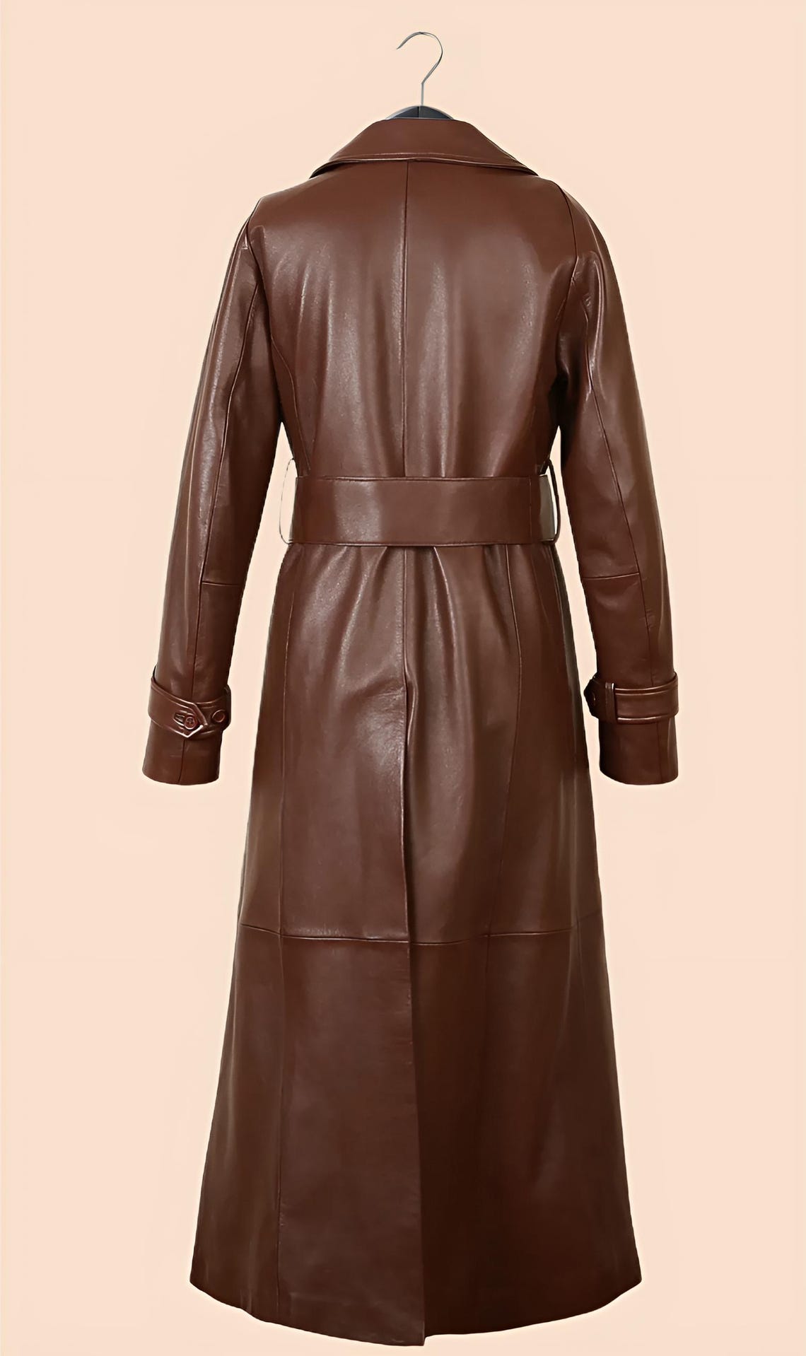 Long Trench Coat For Women 2023 Womens Brown Leather Long