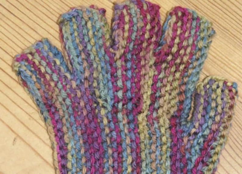 Fingerless gloves pattern, Easy to knit pattern, Worsted Weight, Downloadable PDF, beginning knit pattern, learn to knit, one skein project, image 4