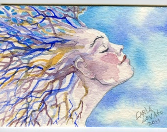Tree Spirit  watercolor painting  AcEO Giclee print, 3.25 x 2.25 inches