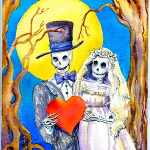 coloring pages, Skeleton Wedding, Color Page, Day of the Dead, digital downloaded, digital color page, adult coloring, Skeleton Bride image 2