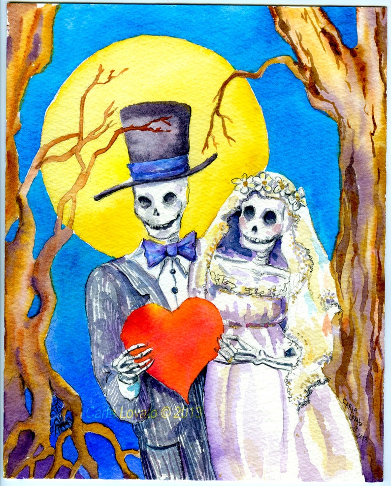 coloring pages, Skeleton Wedding, Color Page, Day of the Dead, digital downloaded, digital color page, adult coloring, Skeleton Bride image 2