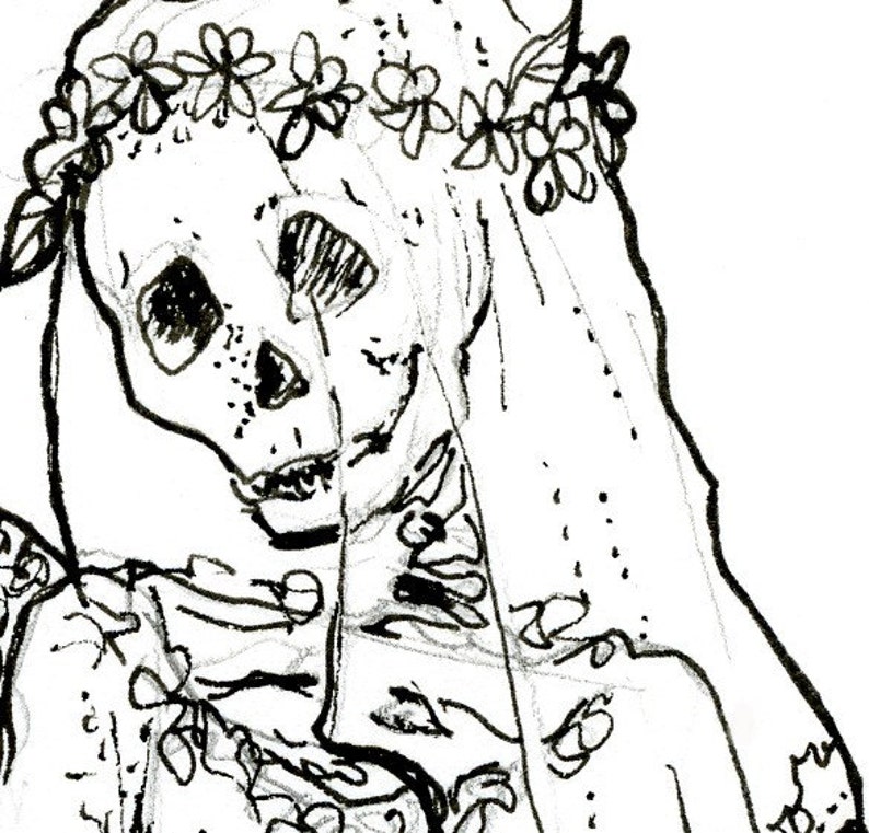 Skeleton Day of the Dead, wedding, blank card, Bride and groom, halloween wedding image 3