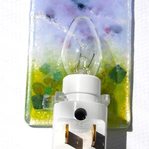 Glass Night Light, hand made, Lavender olive green cranberry Fused glass Art image 5