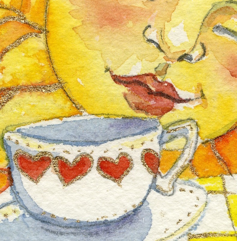 Sun Face Watercolor Painting Sunshine Face Coffee Cup 5 X - Etsy