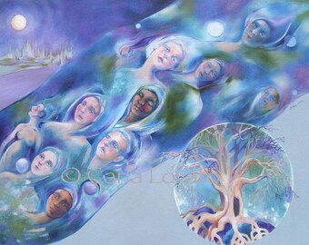 Tree of Life, Surreal painting, Oil painting, Spirit painting, soul art, 11 x 14 Giclee print, angels, tree, river of souls