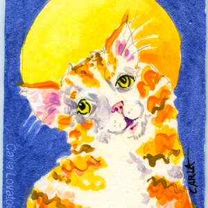 Cat Painting, Original Acrylic painting, Folk Art,  ACEO size, miniature painting, original art, cat portrait, kitty painting