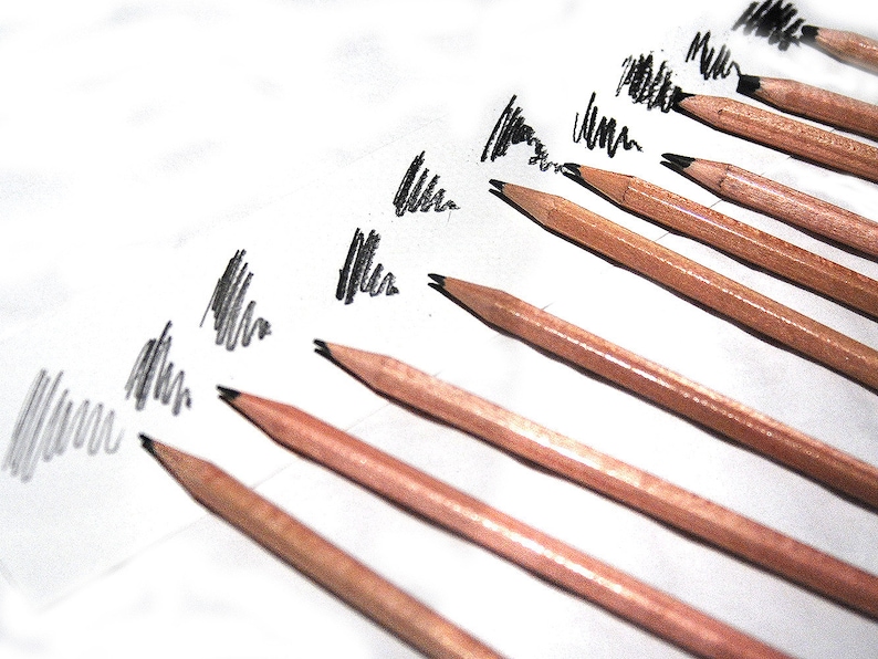 Drawing media sketching pencils Drawing pencils Set of 10 pencils Artist gift Graphite and charcoal
