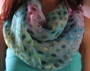 Infinity Scarf  Loop Scarf Mutli Colored Dots Silky Womens Fashion
