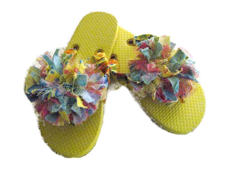 yellow flower flip flops