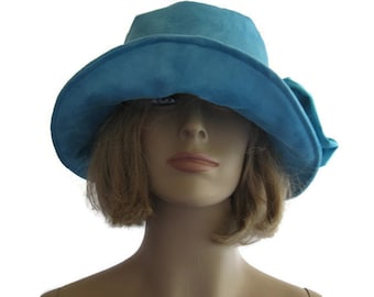 Suede Cloche Hat Turquoise