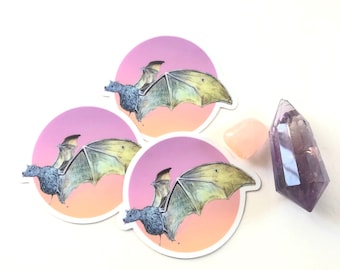 Sunset Bat Sticker, moon, sky, 2.5", vinyl sticker
