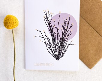 Congratulations Card, Ocotillo Cactus, Southwest card, art card