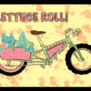 Let&#39;s Roll 5x7&quot; Kunstdruck, Kunstdruck, Giclee, Lastenrad, Bauernmarkt