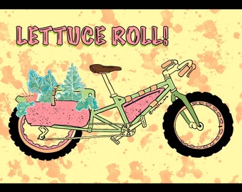 Let's Roll 5x7" Print, Fine Art Print, Giclee, Cargo Bike, Farmer's Market