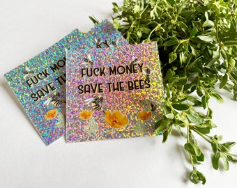 Save the Bees Glitter Sticker