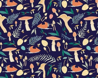 Dream World Toadstools Navy Cotton Fabric | 100% Cotton | Riley Blake Fabric | Quilting fabric | Made in USA