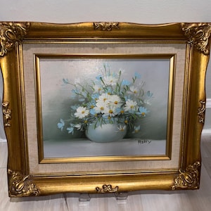 Original White and Blue Daisy Painting