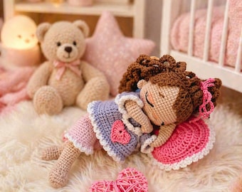 Patroon slapende babypop gehaakt – pdf-tutorial amigurumi